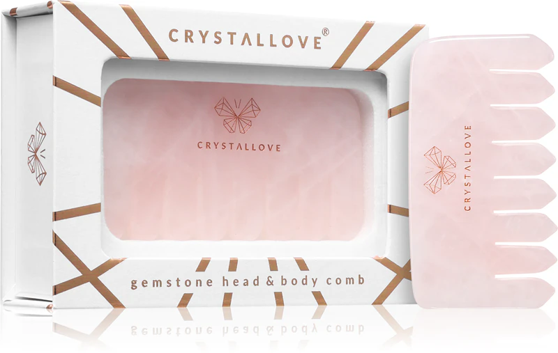 Crystallove Rose Quartz hřebenové doplňky na masáž vlasů a těla