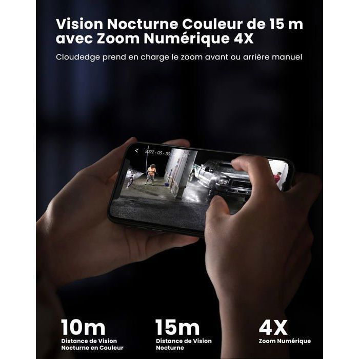 ieGeek 2K Caméra de Surveillance WiFi Extérieur sans Fil Solaire Caméra IP Batterie Vision Nocturne Couleur PIR Détection Mouvement