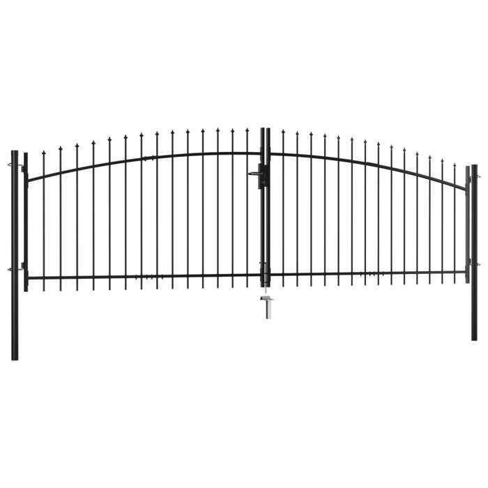 Puerta doble - vidaXL - 400 x 175 cm - Acero negro - Batiente - Manual