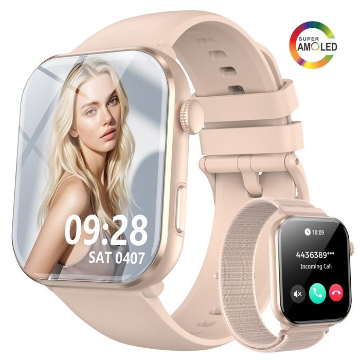 Blackview Montre Connectée Femme Repondre Appel Smartwatch avec Cardiofrequencemetre/ Sommeil /Cycle Menstruel /Autonomie 10J, Rose
