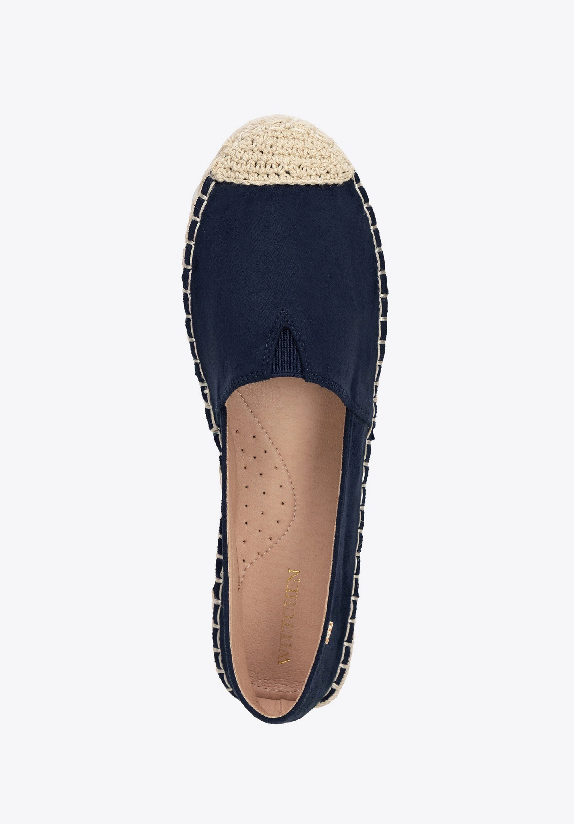 Damskie espadryle z plecionym noskiem granatowe
