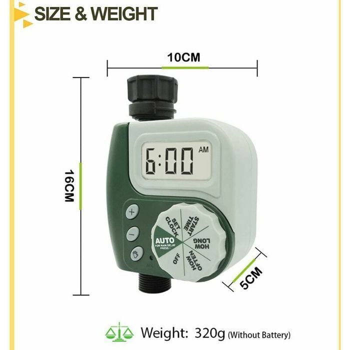 Temporizador de riego Largeight - Temporizador automático - Pantalla LED - Verde - Jardín