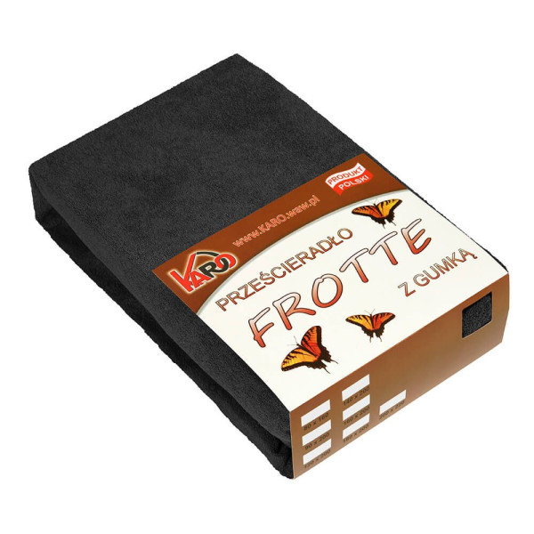 Prześcieradło frotte z gumką 140x200 czarne 044 KARO