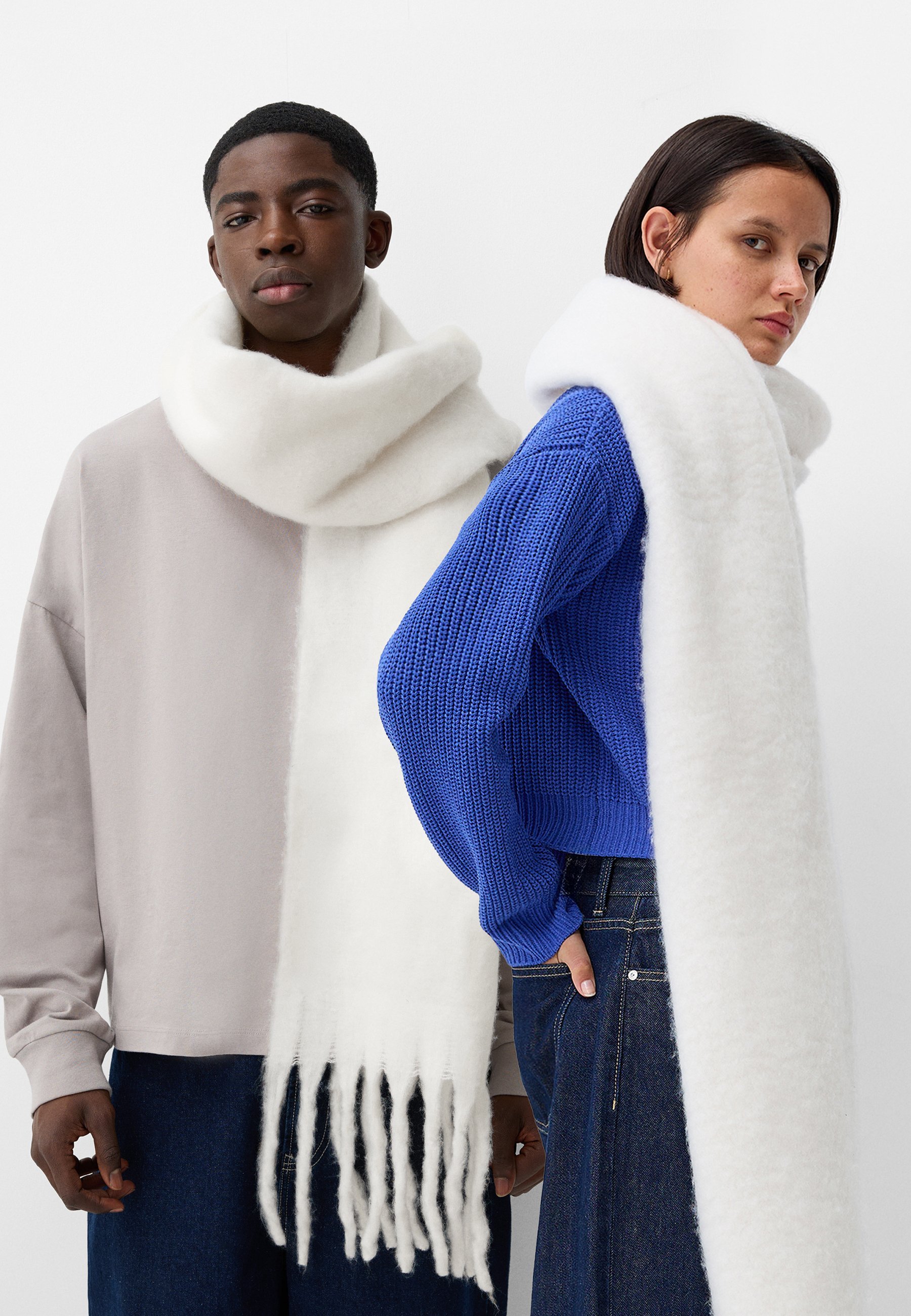 Écharpe Bershka COLORÉE - blanche