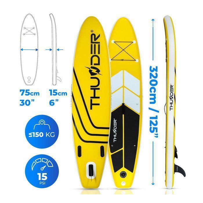 THUNDER® COAST YELLOW 320cm Paddleboard | Gonfiabile | PVC resistente | Accessori completi | Giallo | Per touring