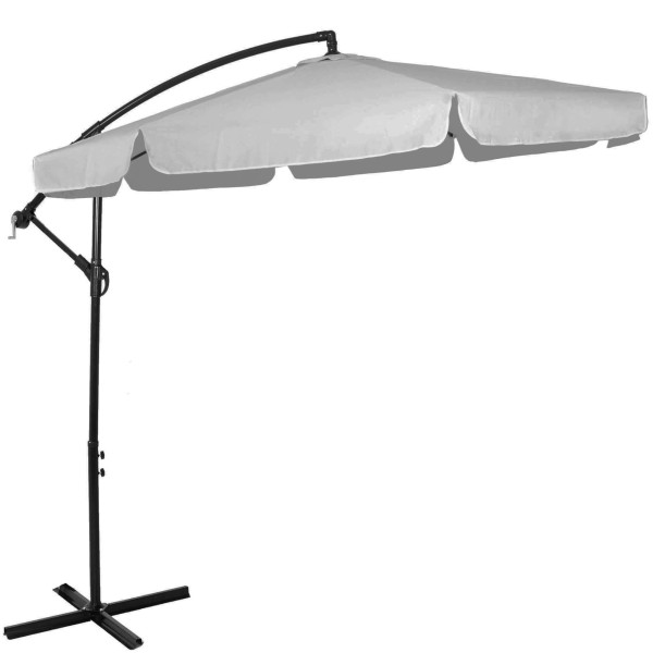 Parasol ogrodowy na wysięgniku 350 cm na balkon, taras duży jasnoszary