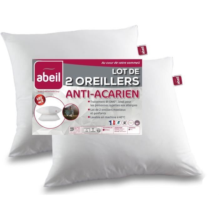 Set di 2 cuscini antiacaro - 60 x 60 cm - 100% cotone trattato Biome® - ABEIL