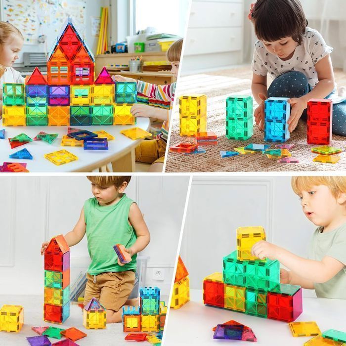 Set de construcción magnético de 100 piezas para niños - Bloques de construcción magnéticos educativos - Set de regalo - Juguete rompecabezas para niños de 3 a 9 años