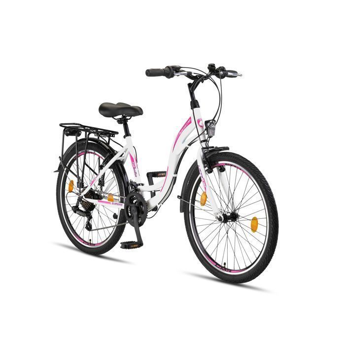 Unicorn Bike Stella Premium City Bike – Comfortable Dutch Bike, (White 24)