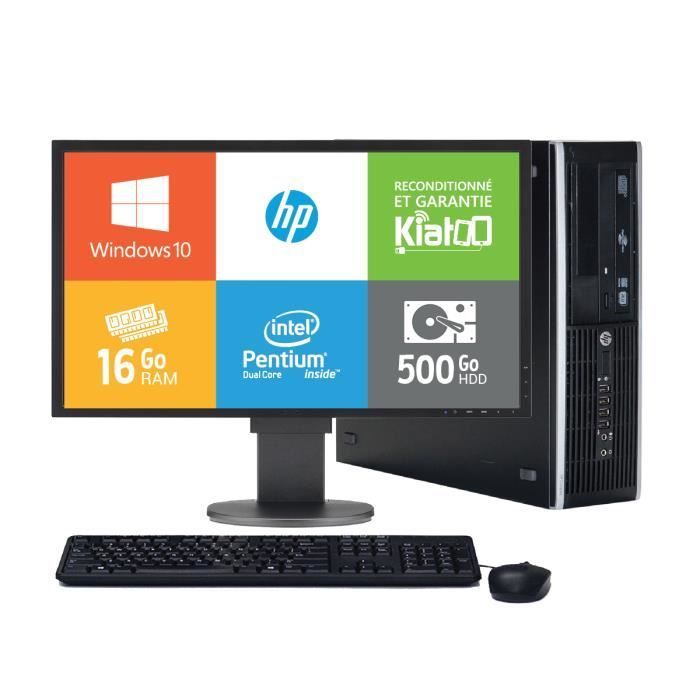 HP Elite 6200 desktopcomputer, dual-core Celeron-processor, 16 GB RAM, 500 GB harde schijf, 22-inch scherm, Windows 10 (officieel)