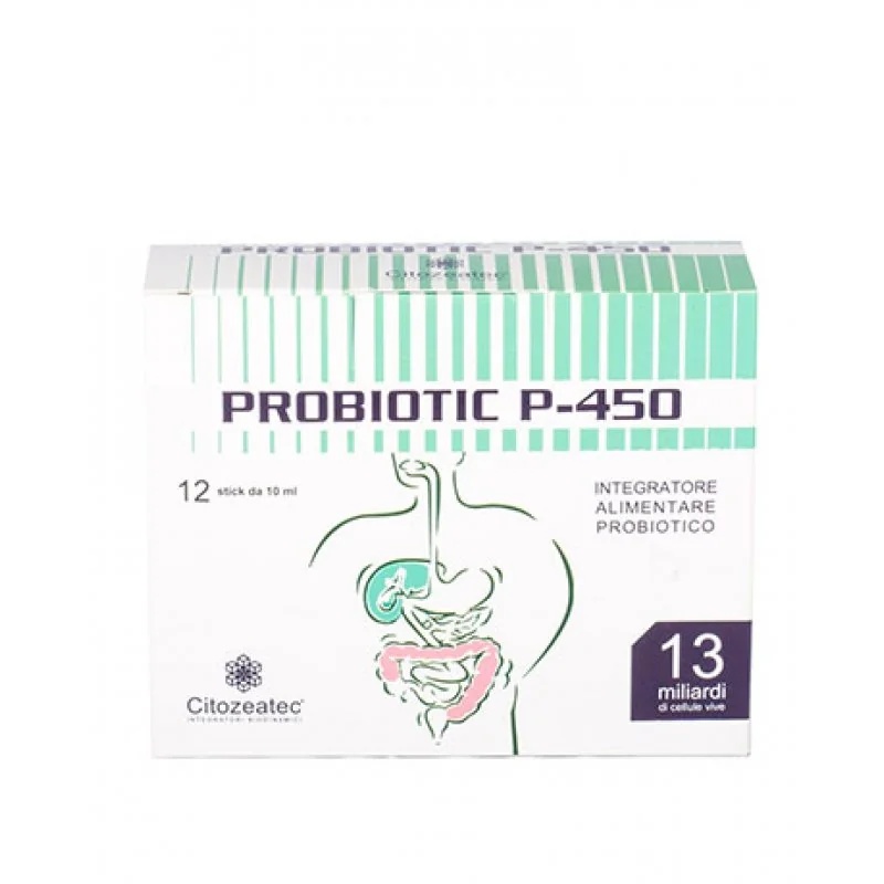 Citozeatec Probiotic P-450 Probiotisch voedingssupplement, 12 sachets van 10 ml voor eenmalig gebruik.
