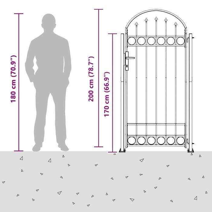 RUIG* CHIC Portail entrée Porte Jardin - KENNETH - Porte de Clôture Gris 102 x 200 cm Acier 764063