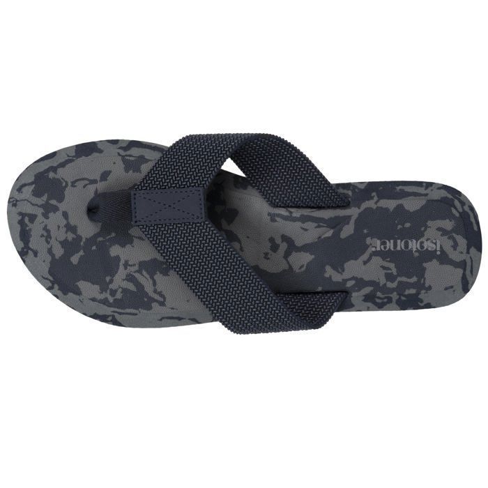 Isotoner Tongs très confortables, tiges larges camo marine homme