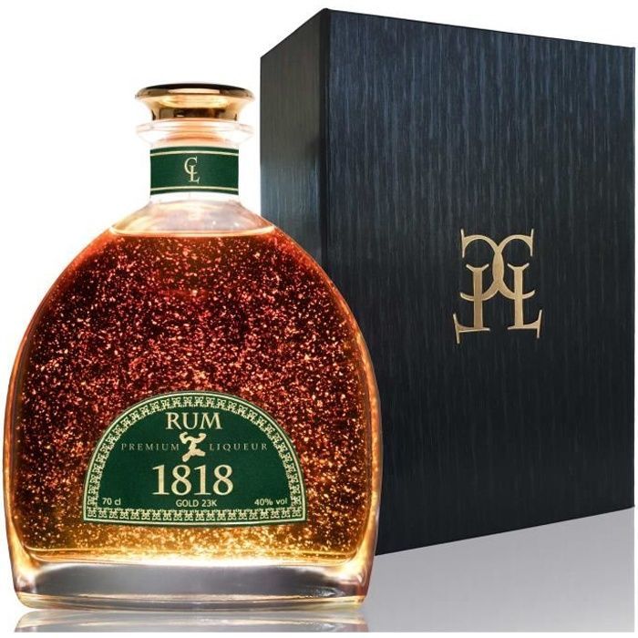 Gift 1818 Premium Aged Rum Liqueur - XO Dominican Republic with 23k Gold - Limited Edition with Gift Box & Gold Certificate