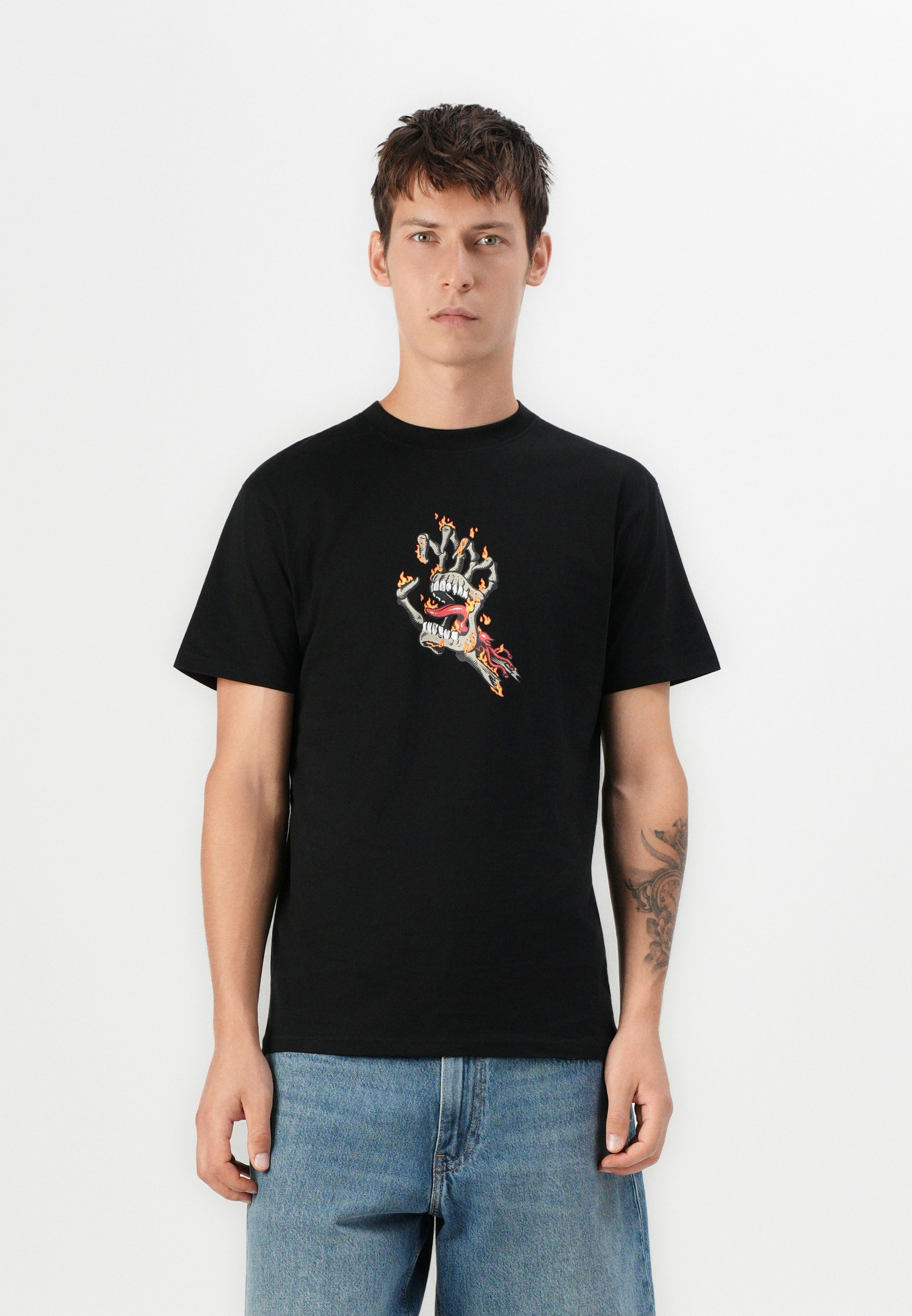 T-shirt unisexe Santa Cruz BURNT BONE HAND - imprimé - noir