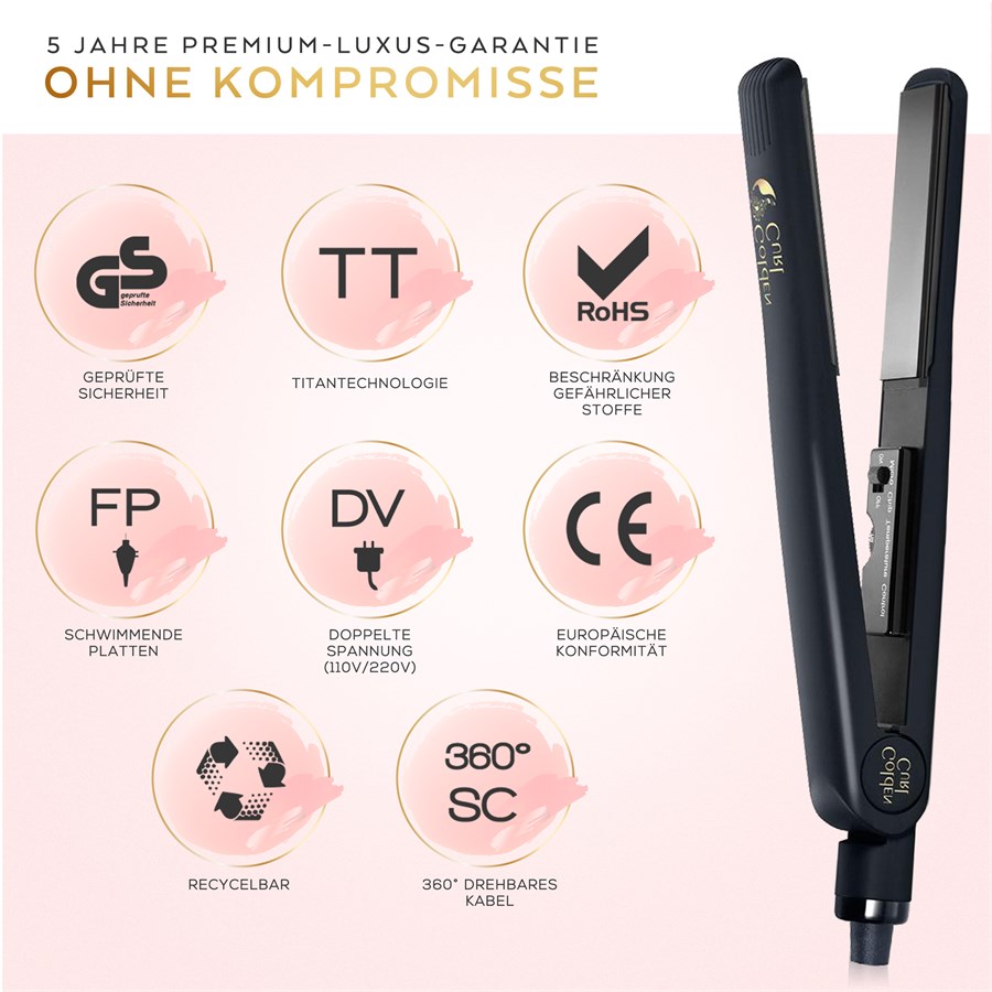 Prancha de Cabelo Golden Curl Il Nero com Placas de Titânio - Preta
