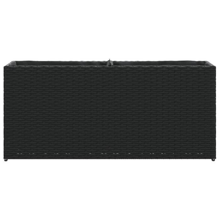 vidaXL Jardinière avec 2 pots noir 90x20x40 cm résine tressée, jardinière d'extérieur, bac à fleurs, bac à tomates, 366407