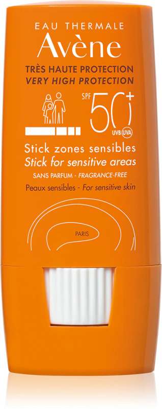 Protetor solar em bastão Avène para áreas sensíveis FPS 50+