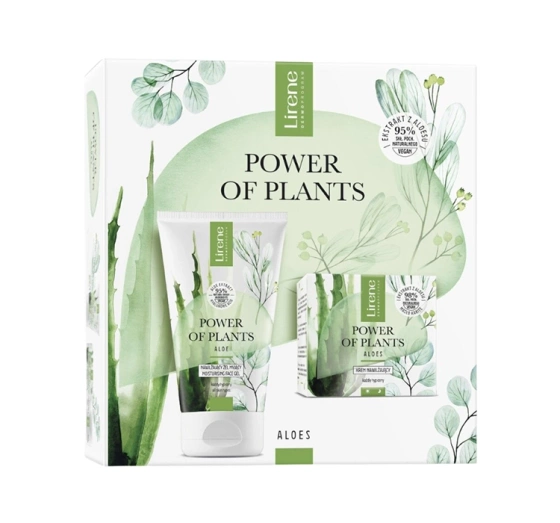 Lirene Power of Plants Aloes zestaw prezentowy krem 50 ml   żel do mycia twarzy 150 ml