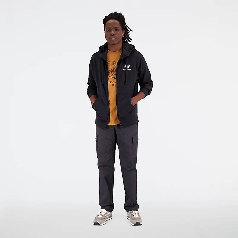 Heren Essentials Stacked Logo badjas van badstof – ZWART