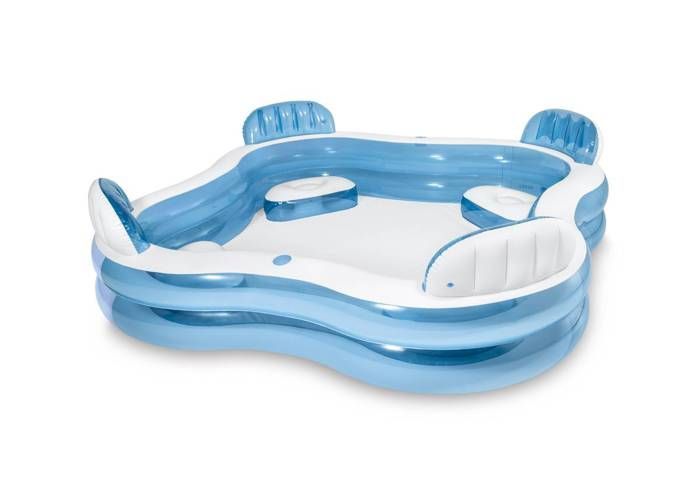 Piscina familiar octogonal azul con asientos y reposacabezas, 229 x 229 x 66 cm - INTEX - 56475