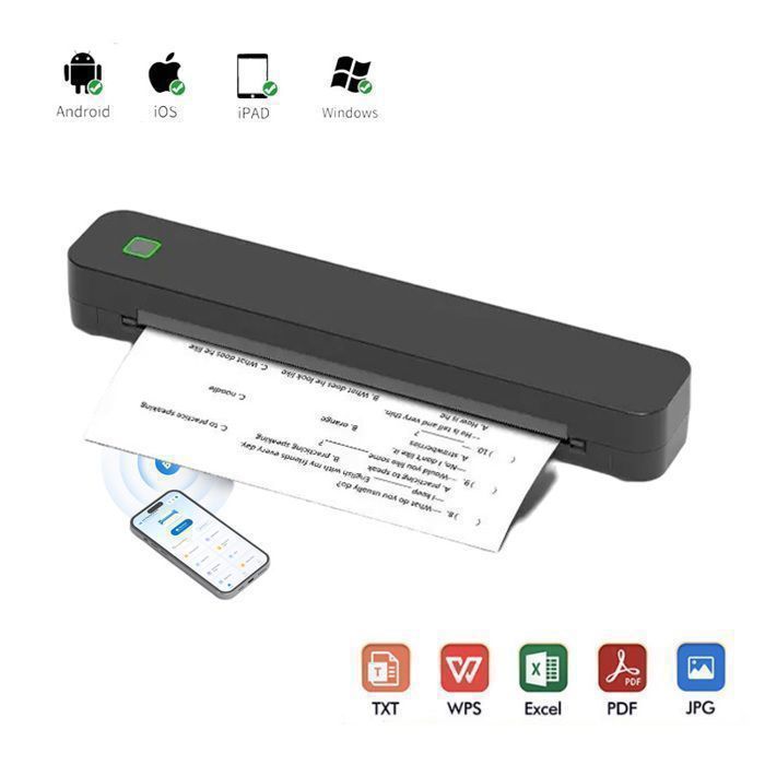 Stampante termica Bluetooth A4 (210*297 mm) - USB - Wi-Fi - senza inchiostro - mini stampante portatile