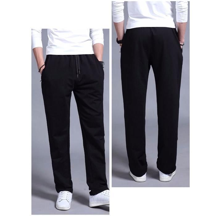 Pantalones deportivos rectos de talla grande para hombre, ropa de hombre - Negro