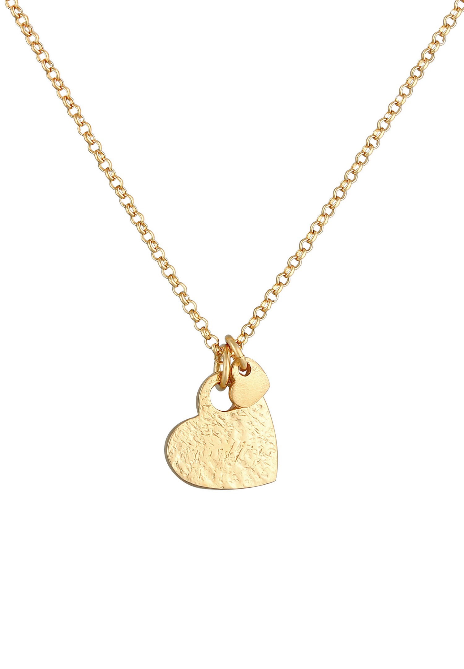 Elli Pendentif Coeur Femme Amour Look Organique Tendance en Argent Sterling 925 Plaqué Or