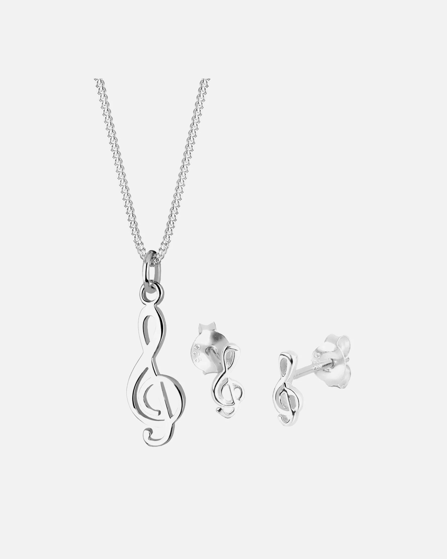 Elli Elli Parure collier clous d'oreilles femmes clé de sol Argent Sterling 925 festival 45cm
