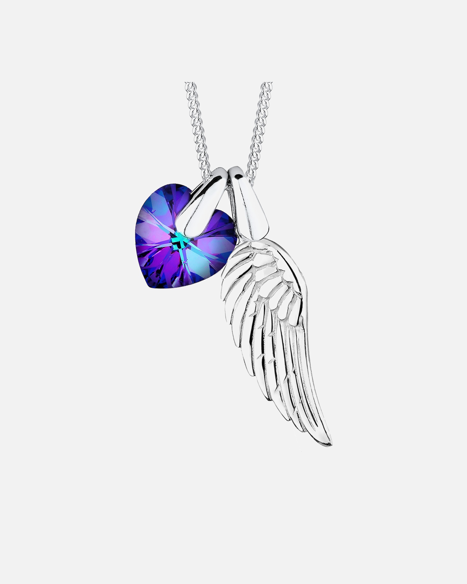 Elli Femme Pendentif Coeur Aile de Précieux Cristal en Argent Sterling 925