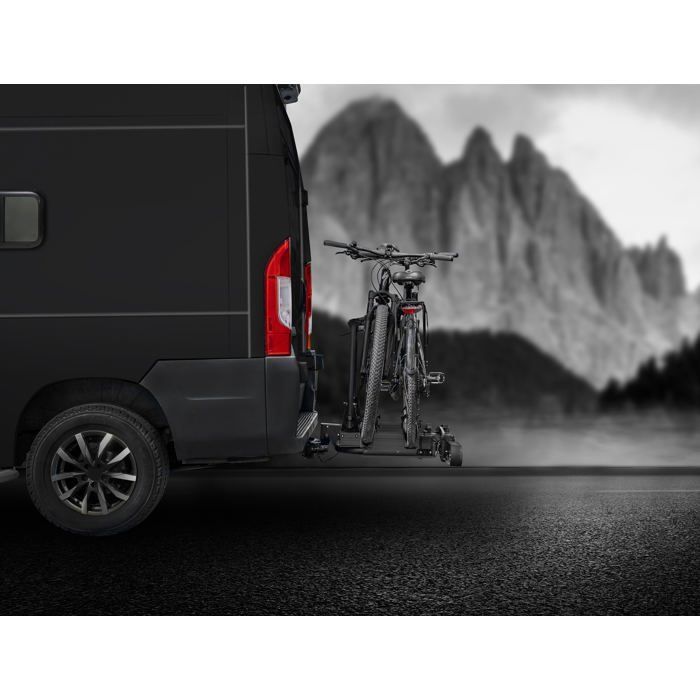 Suporte para 2 bicicletas Eufab SD260 Black Edition para vans e portas articuladas - Edição Preta