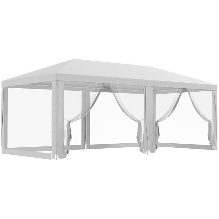 Tenda/gazebo da esterno per feste con 6 pareti rimovibili, dimensioni 6 m x 3 m, per feste ed eventi, colore bianco.
