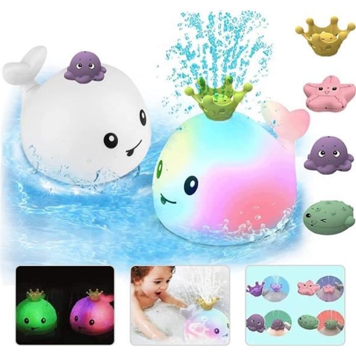 Juguete de baño para bebés, juego de baño con chorro de agua de ballena, juguetes de baño con rociador de agua de ballena para niños de 1 a 5 años.