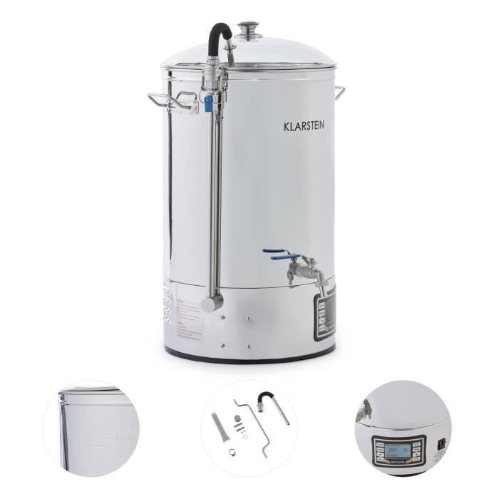 Klarstein Mundschenk - Hervidor para elaboración de cerveza casera - Capacidad de 30 litros - 2500 W - Pantalla LCD táctil