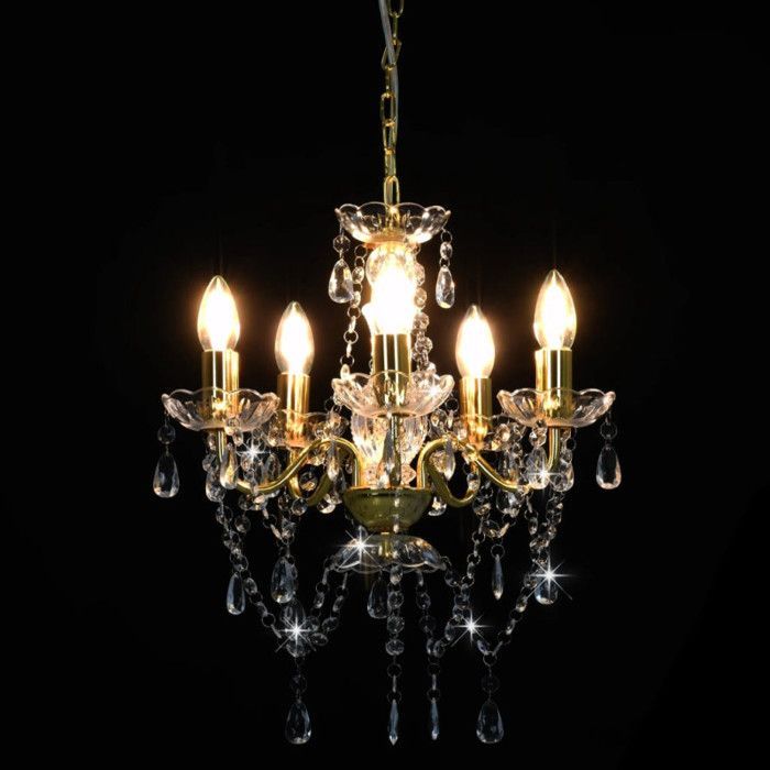 vidaXL Lustre avec Perles de Cristal Rond Lampe Suspendue Plafonnier Luminaire Eclairage Intérieur Salon Salle de Séjour 281602