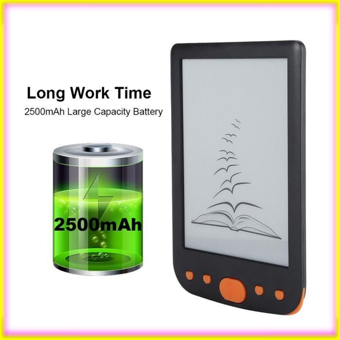 Keenso BK-6025L Lector de libros electrónicos portátil de 6 pulgadas y 8 GB, compatible con tarjeta TF, retroiluminación de pantalla, tableta para ordenador, color naranja.