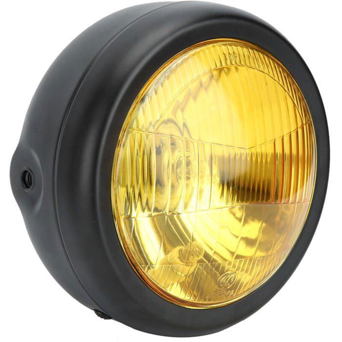 Faro delantero universal para motocicleta - XVX - 5,75 pulgadas - 35 W - Rejilla retro - Fácil instalación - Hierro y ABS