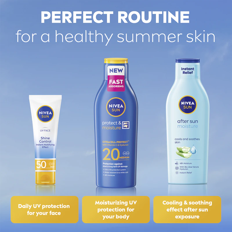 Loção protetora solar NIVEA SUN Protect & Moisture FPS 20