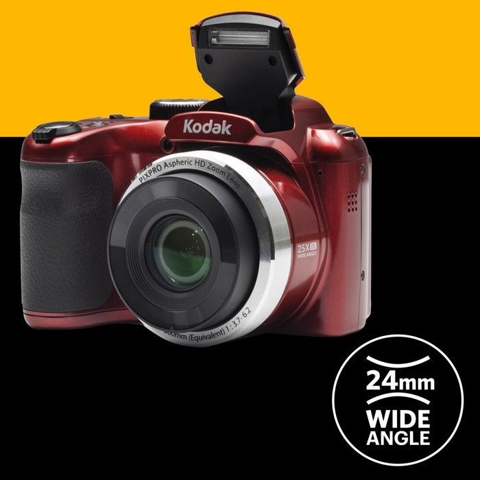 KODAK Pixpro AZ252 - 16 megapikselin digitaalinen siltakamera, 25x optinen zoom, 720p HD -video, kuvanvakain, 3 tuuman LCD-näyttö - punainen