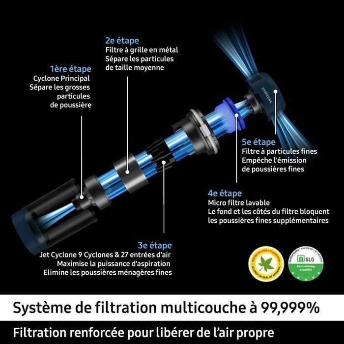 Aspirapolvere senza fili Samsung Jet 95 Pet Extra nero con 2 batterie VS20C95D2TK