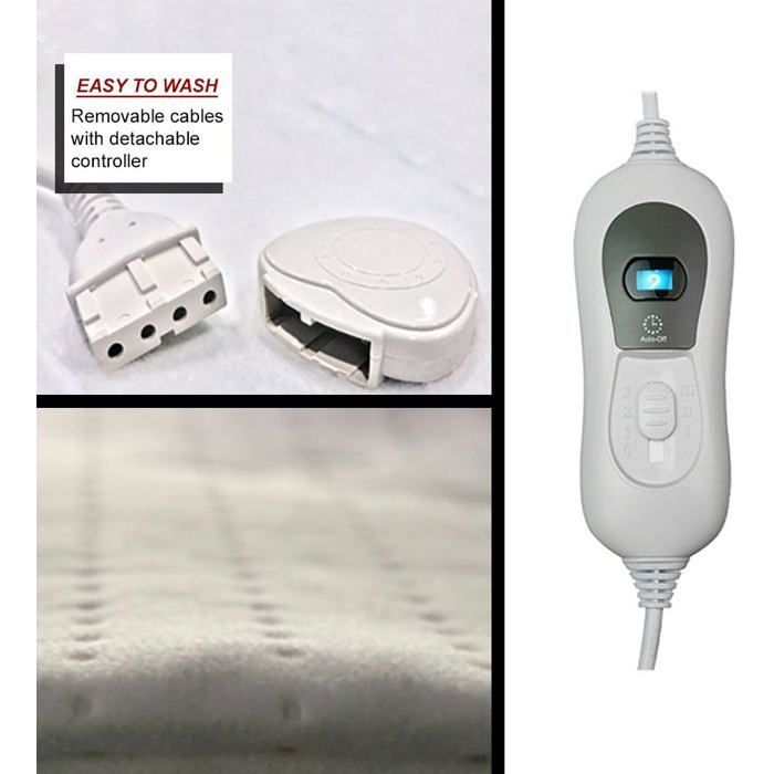 Surmatelas Chauffant Électrique Polaire, 3 Températures, Télécommande, Arrêt Automatique, 150 x 80 cm