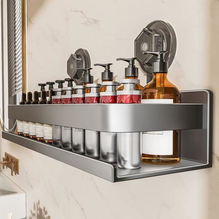 Estante de pared con ventosas de 30 cm para baño y ducha – Almacenamiento sin taladros, fácil instalación