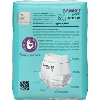 Pañales tipo pantalón Bambo Nature para niños y niñas, ropa interior ecológica T6 16 kg 18 unidades 18 unidades