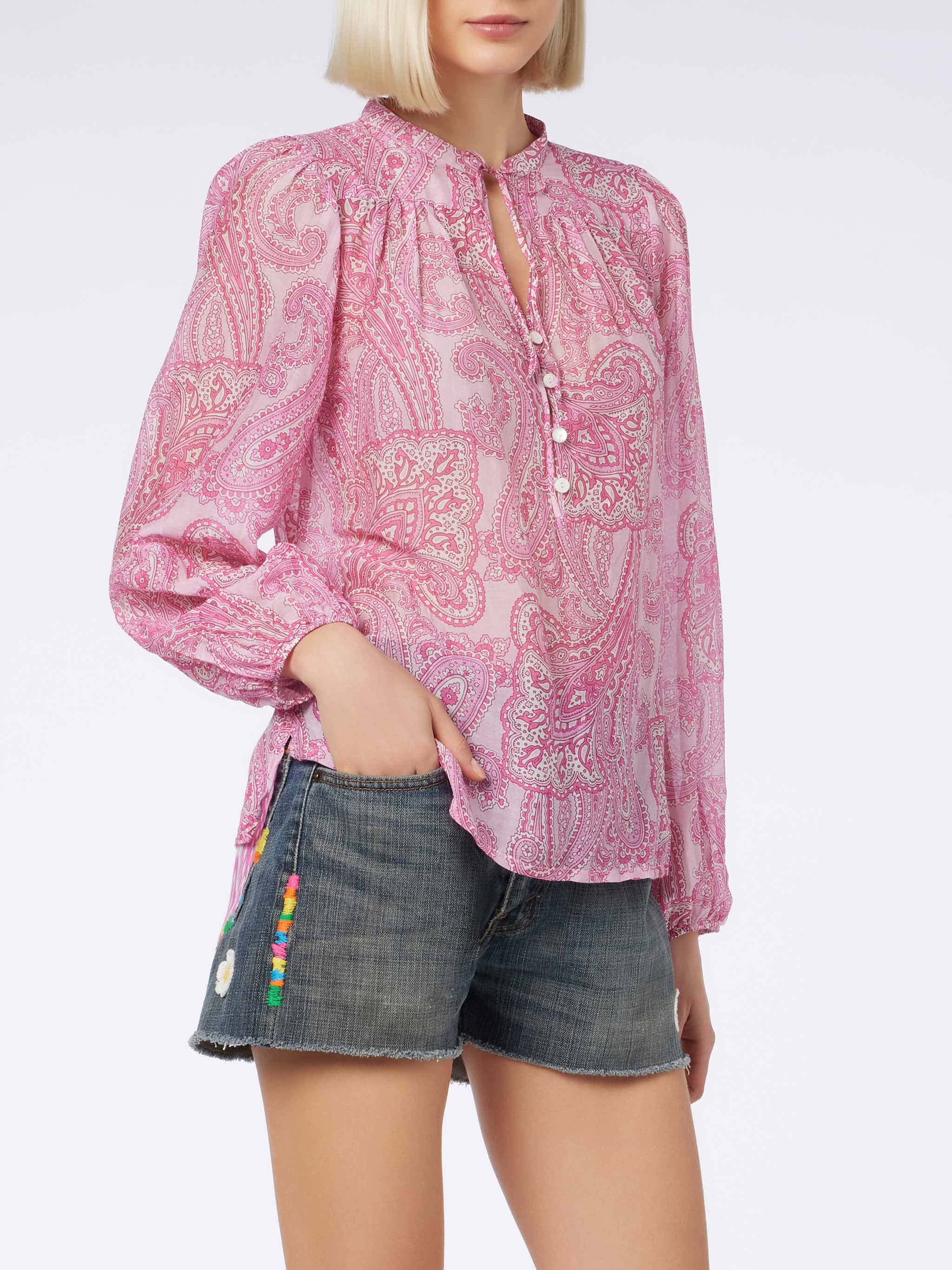 Damenbluse aus Seidenvoile mit Paisleymuster, Modell Harper
