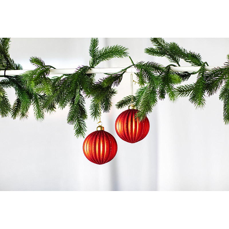 Palline di Natale per la casa, confezione da 2, diametro 8 cm, in vetro con decorazioni