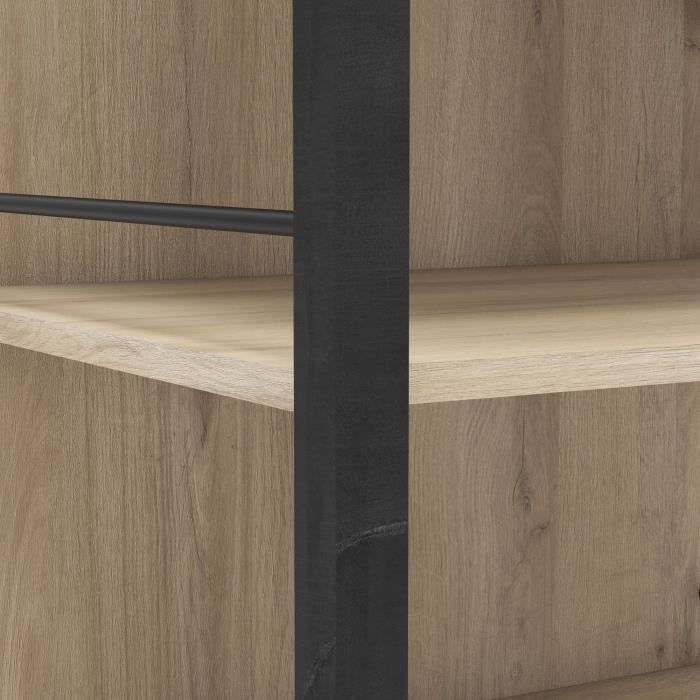 Armario doble extensible - 179 x 48 x 208 cm - Acabado en roble y negro - DEMEYERE