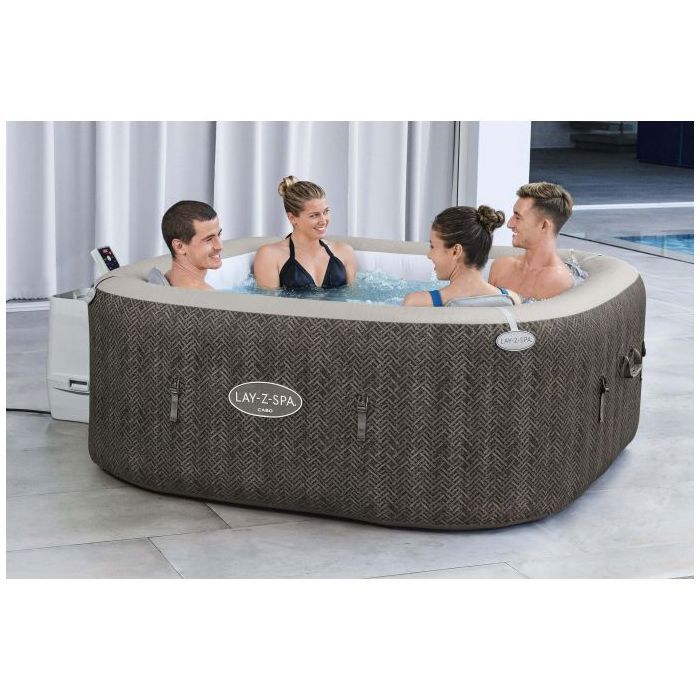 BESTWAY inflatable spa - Lay-Z-Spa Cabo - 140 airjets - 180x180x71 cm - 4 to 6 seats - Square (cover, cartridge, 4 headrests)