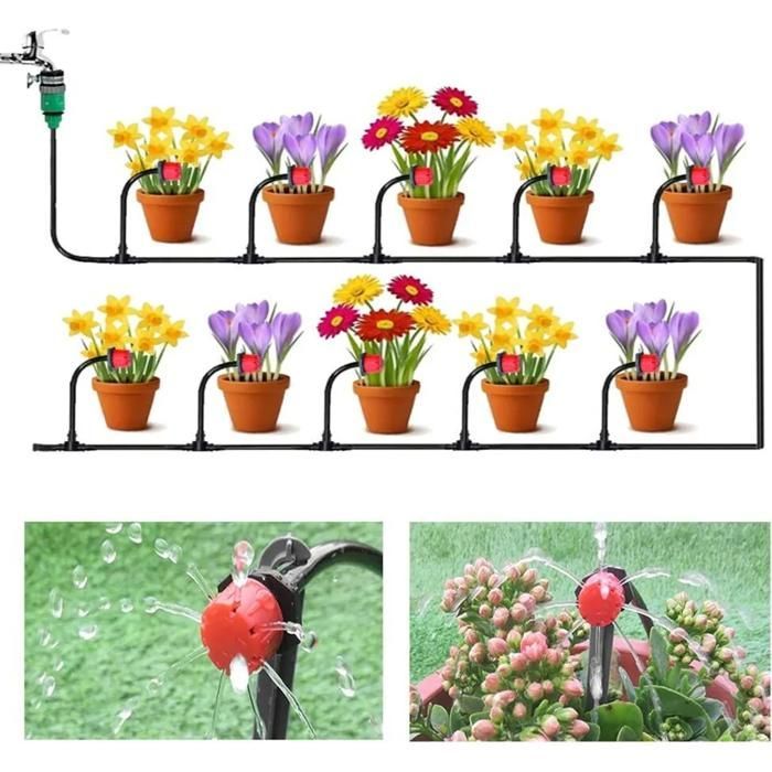 Sistema di irrigazione a goccia - YYV - 25 m - 95 pezzi - Risparmio idrico del 70% - Resistente ai raggi UV
