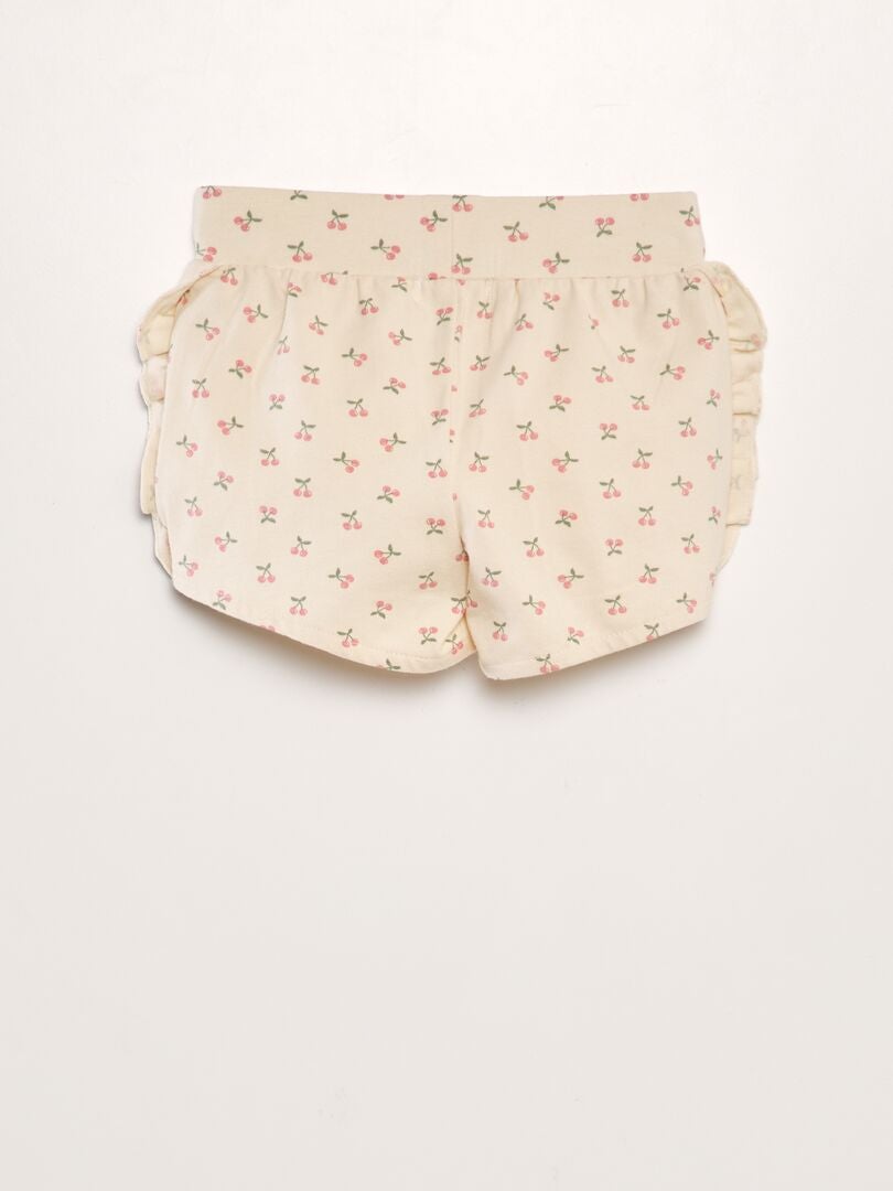 Bedrukte shorts met ruches - BEIGE