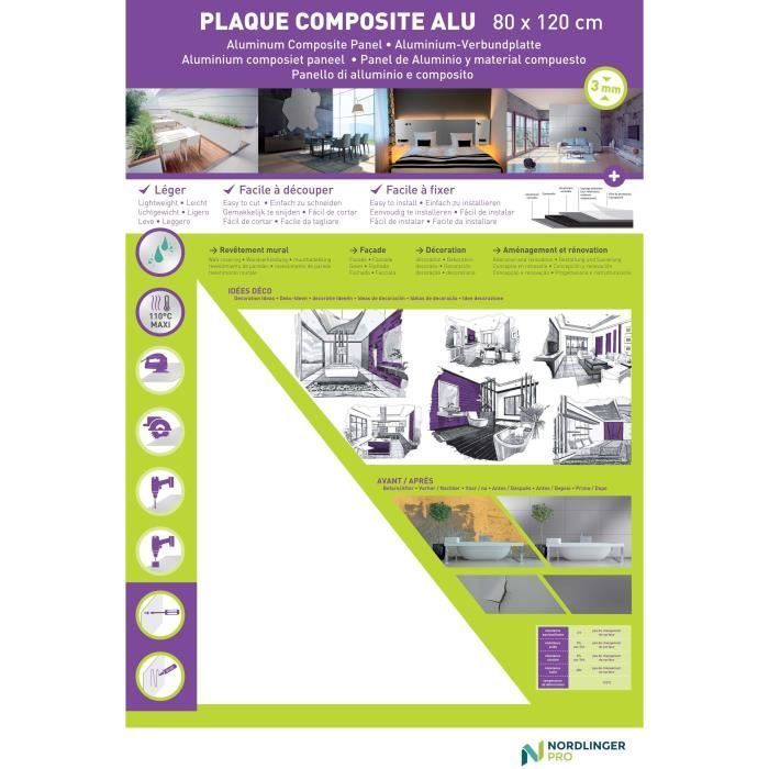 Piastra composita NORDLINGER PRO - Alluminio - 80 x 120 cm 3/0,15 mm - Bianca